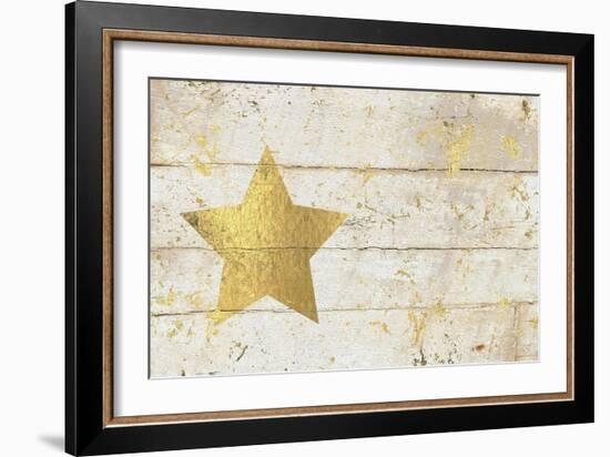 Golden Star on White Wood-Cora Niele-Framed Giclee Print