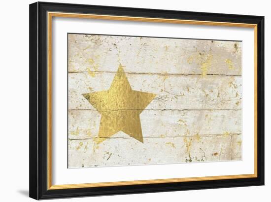 Golden Star on White Wood-Cora Niele-Framed Giclee Print