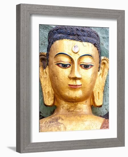 Golden Statue of Buddha Near Swayambhunath, Kathmandu, Nepal, Asia-Lee Frost-Framed Photographic Print