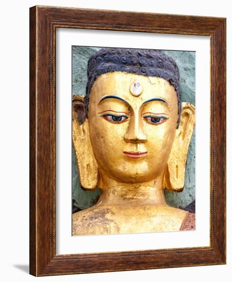 Golden Statue of Buddha Near Swayambhunath, Kathmandu, Nepal, Asia-Lee Frost-Framed Photographic Print