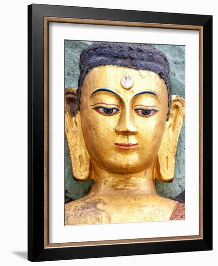 Golden Statue of Buddha Near Swayambhunath, Kathmandu, Nepal, Asia-Lee Frost-Framed Photographic Print