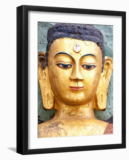 Golden Statue of Buddha Near Swayambhunath, Kathmandu, Nepal, Asia-Lee Frost-Framed Photographic Print