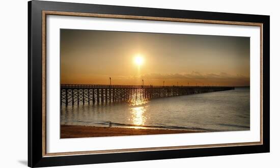 Golden Sunlight over a Wooden Pier, Keansburg, New Jersey-George Oze-Framed Photographic Print
