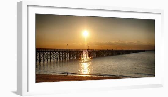 Golden Sunlight over a Wooden Pier, Keansburg, New Jersey-George Oze-Framed Photographic Print