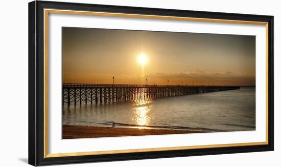 Golden Sunlight over a Wooden Pier, Keansburg, New Jersey-George Oze-Framed Photographic Print