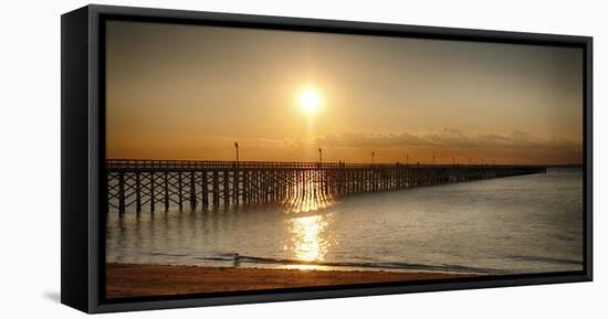 Golden Sunlight over a Wooden Pier, Keansburg, New Jersey-George Oze-Framed Premier Image Canvas