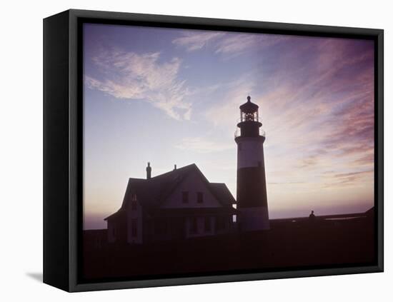 Golden Sunset at Nantucket, Mass. with Sankaty Head Lighthouse Silhouetted Against Sky-Andreas Feininger-Framed Premier Image Canvas