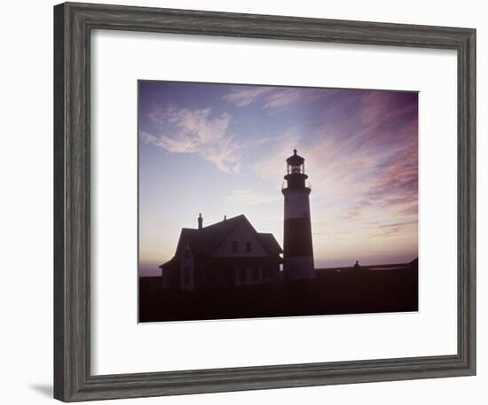 Golden Sunset at Nantucket, Mass. with Sankaty Head Lighthouse Silhouetted Against Sky-Andreas Feininger-Framed Premium Photographic Print