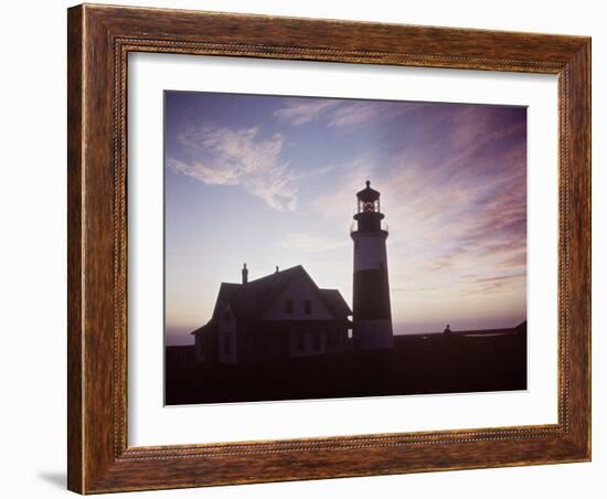 Golden Sunset at Nantucket, Mass. with Sankaty Head Lighthouse Silhouetted Against Sky-Andreas Feininger-Framed Photographic Print