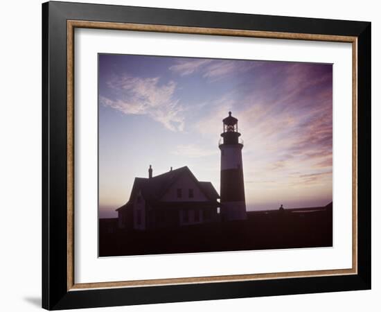 Golden Sunset at Nantucket, Mass. with Sankaty Head Lighthouse Silhouetted Against Sky-Andreas Feininger-Framed Photographic Print