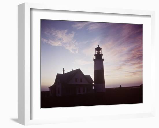 Golden Sunset at Nantucket, Mass. with Sankaty Head Lighthouse Silhouetted Against Sky-Andreas Feininger-Framed Photographic Print