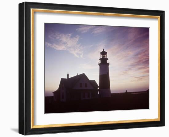 Golden Sunset at Nantucket, Mass. with Sankaty Head Lighthouse Silhouetted Against Sky-Andreas Feininger-Framed Photographic Print