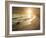 Golden Sunset on the Sea Shore and Footprints in the Sand-ollirg-Framed Photographic Print