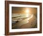 Golden Sunset on the Sea Shore and Footprints in the Sand-ollirg-Framed Photographic Print