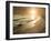 Golden Sunset on the Sea Shore and Footprints in the Sand-ollirg-Framed Photographic Print