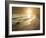 Golden Sunset on the Sea Shore and Footprints in the Sand-ollirg-Framed Photographic Print