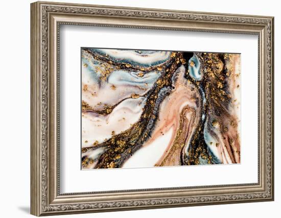 Golden Swirl, Artistic Design. Painter Uses Vibrant Paints to Create These Magic Art, with Addition-CARACOLLA-Framed Photographic Print