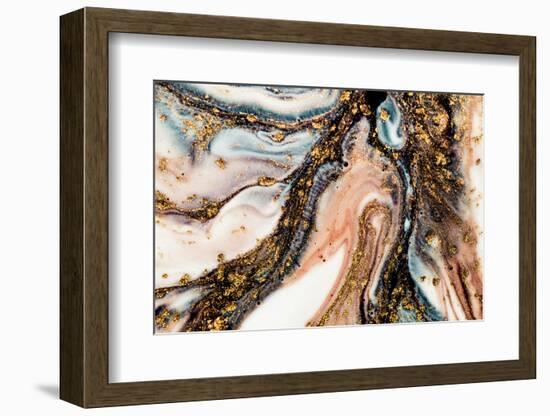 Golden Swirl, Artistic Design. Painter Uses Vibrant Paints to Create These Magic Art, with Addition-CARACOLLA-Framed Photographic Print