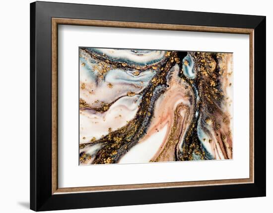 Golden Swirl, Artistic Design. Painter Uses Vibrant Paints to Create These Magic Art, with Addition-CARACOLLA-Framed Photographic Print