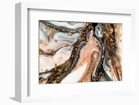 Golden Swirl, Artistic Design. Painter Uses Vibrant Paints to Create These Magic Art, with Addition-CARACOLLA-Framed Photographic Print