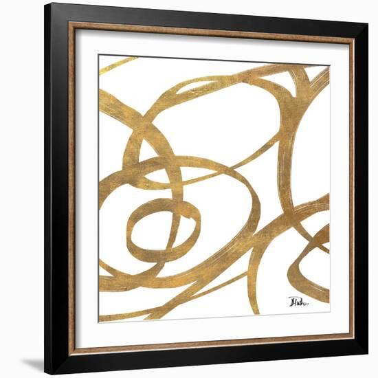 Golden Swirls Square I-Patricia Pinto-Framed Art Print