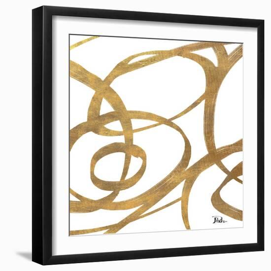 Golden Swirls Square I-Patricia Pinto-Framed Art Print