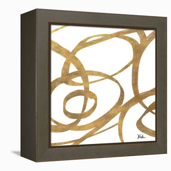 Golden Swirls Square I-Patricia Pinto-Framed Stretched Canvas