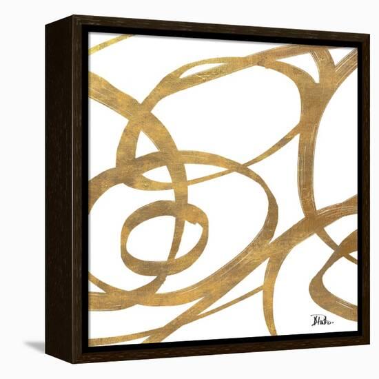 Golden Swirls Square I-Patricia Pinto-Framed Stretched Canvas