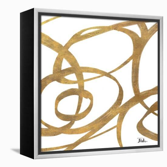 Golden Swirls Square I-Patricia Pinto-Framed Stretched Canvas