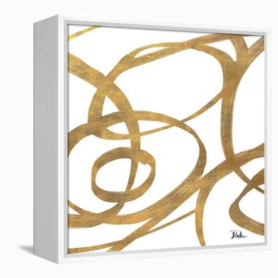 Golden Swirls Square I-Patricia Pinto-Framed Stretched Canvas