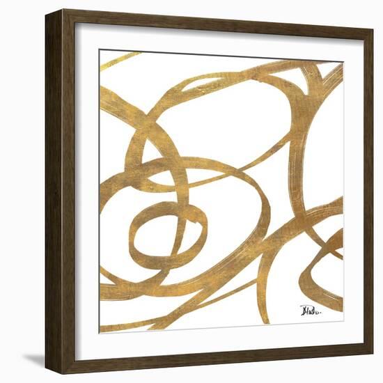 Golden Swirls Square I-Patricia Pinto-Framed Premium Giclee Print