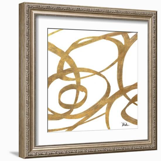 Golden Swirls Square I-Patricia Pinto-Framed Art Print