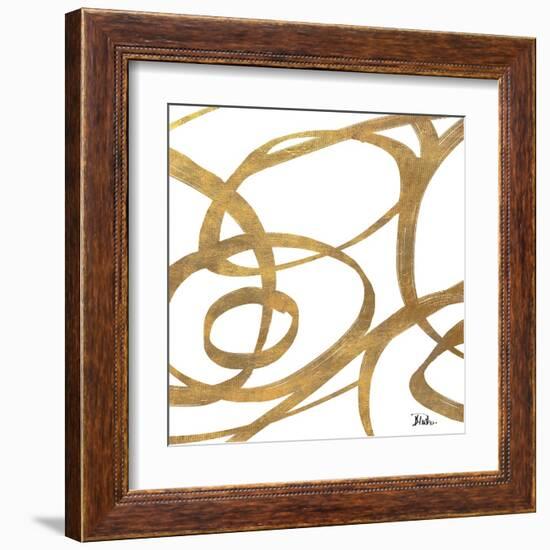 Golden Swirls Square I-Patricia Pinto-Framed Art Print