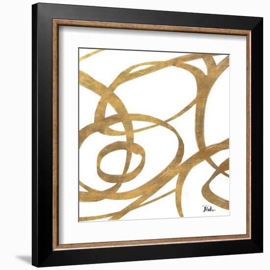 Golden Swirls Square I-Patricia Pinto-Framed Art Print