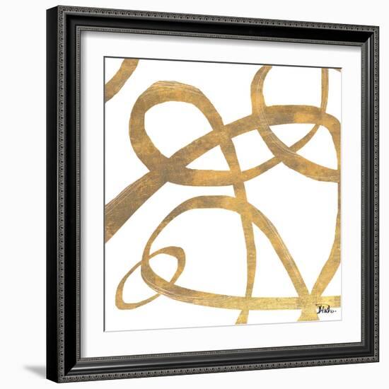 Golden Swirls Square II-Patricia Pinto-Framed Premium Giclee Print