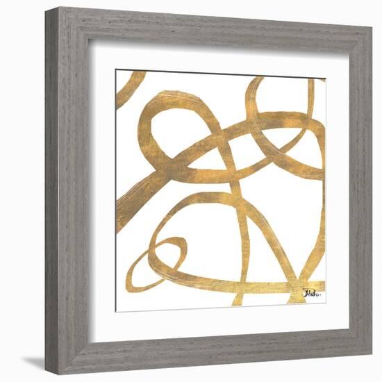 Golden Swirls Square II-Patricia Pinto-Framed Art Print
