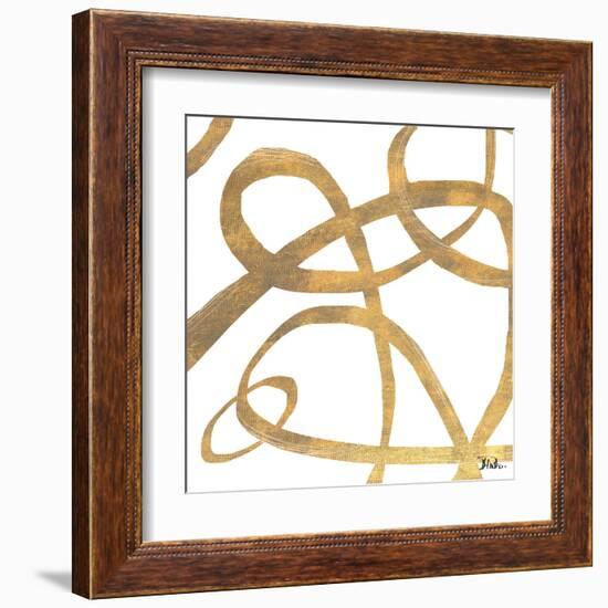 Golden Swirls Square II-Patricia Pinto-Framed Art Print