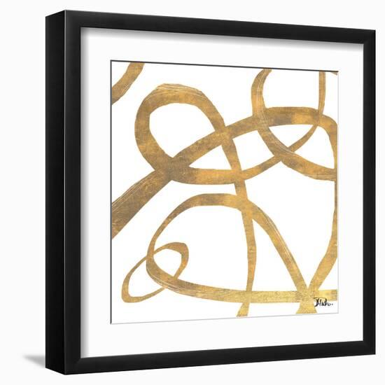 Golden Swirls Square II-Patricia Pinto-Framed Art Print