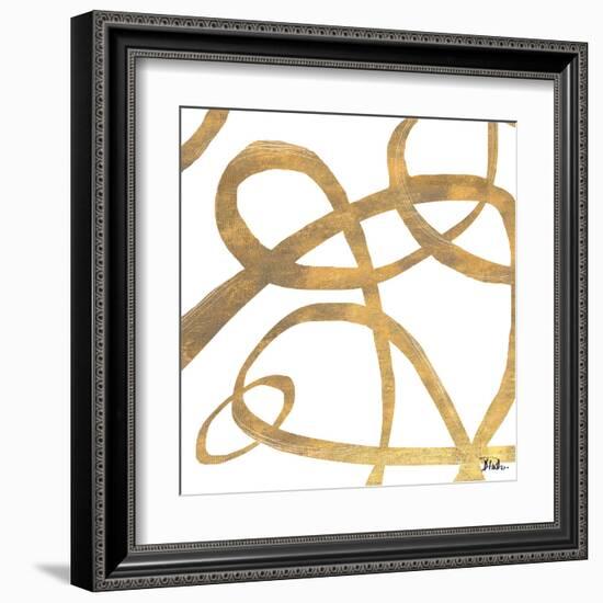 Golden Swirls Square II-Patricia Pinto-Framed Art Print