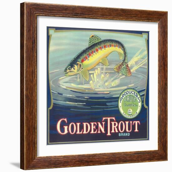 Golden Trout Orange Label - Lindsay, CA-Lantern Press-Framed Art Print