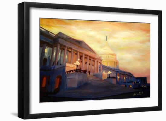 Golden United States Capitol In Washington DC-Markus Bleichner-Framed Art Print