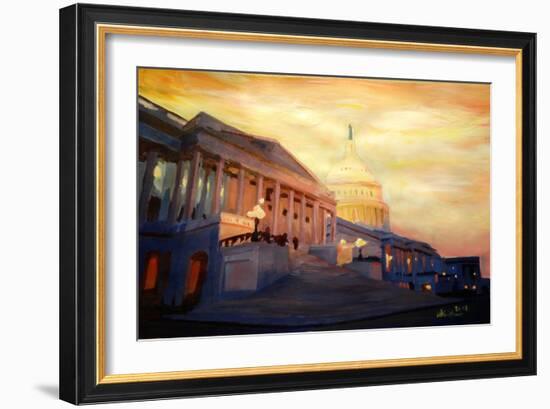 Golden United States Capitol In Washington DC-Markus Bleichner-Framed Art Print