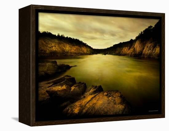 Golden Waters Cliffside-Jan Lakey-Framed Premier Image Canvas