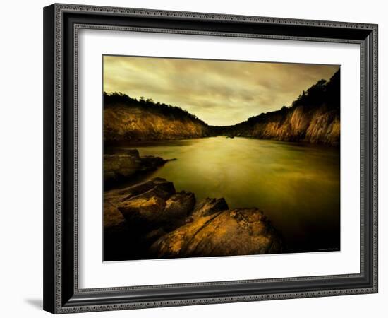 Golden Waters Cliffside-Jan Lakey-Framed Photographic Print