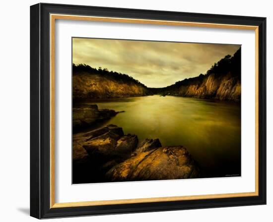 Golden Waters Cliffside-Jan Lakey-Framed Photographic Print