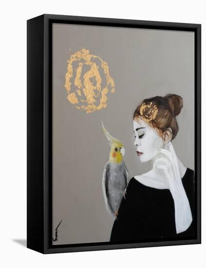 Golden Women with Cockatiel, 2016-Susan Adams-Framed Premier Image Canvas