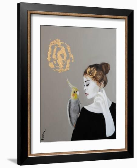 Golden Women with Cockatiel, 2016-Susan Adams-Framed Giclee Print