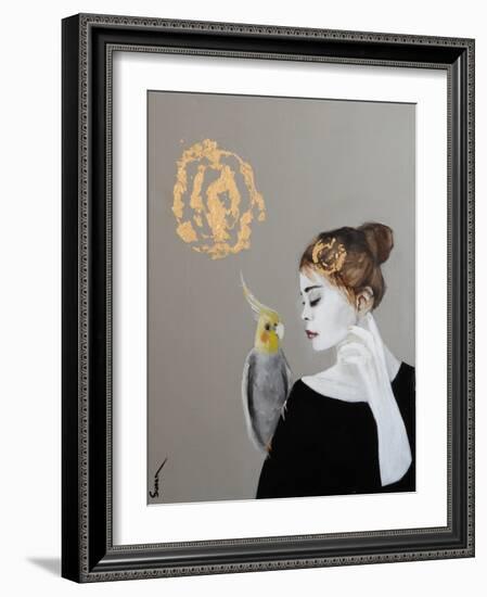 Golden Women with Cockatiel, 2016-Susan Adams-Framed Giclee Print