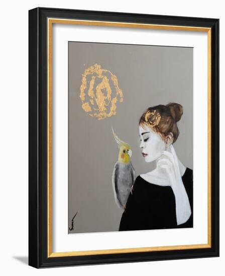 Golden Women with Cockatiel, 2016-Susan Adams-Framed Giclee Print