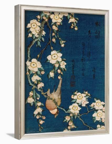 Goldfinch and Cherry Tree, c.1834-Katsushika Hokusai-Framed Art Print